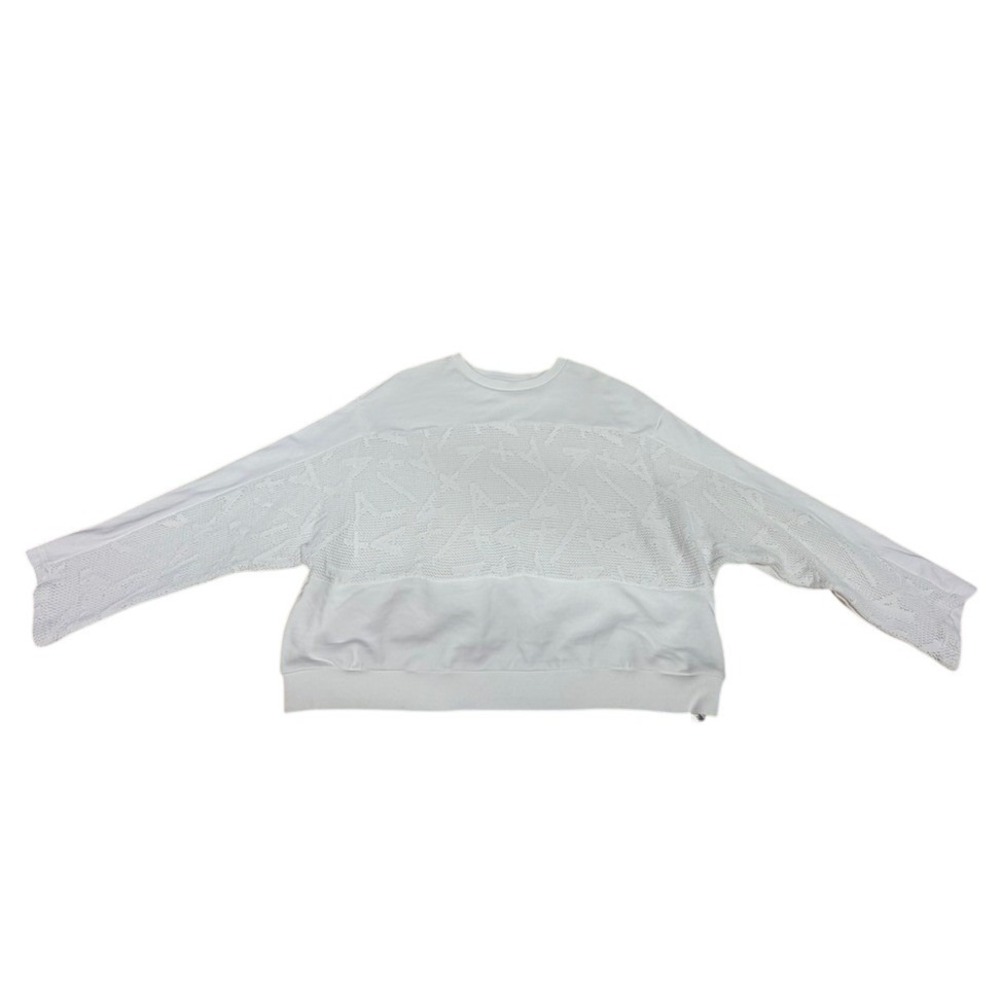 "Armani Exchange" White‎ Mesh Overlay Oversized Sweatshirt  Womens L Creativity